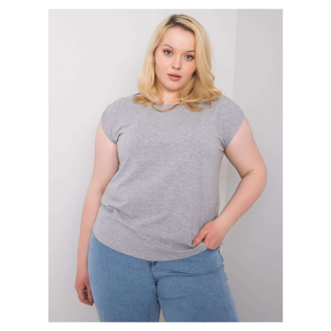 Larger cotton blouse in gray-brown color