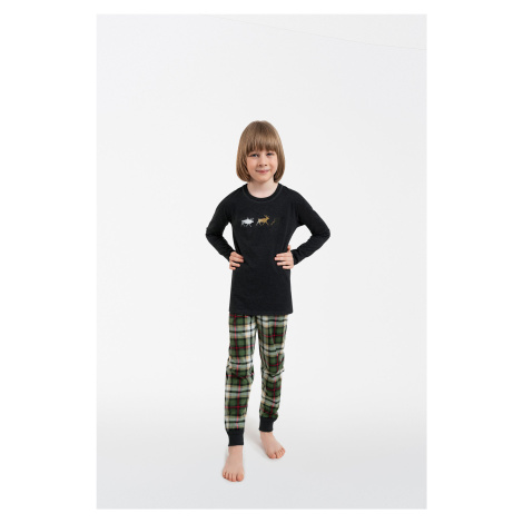 Seward boys' pyjamas, long sleeves, long trousers - dark melange/print Italian Fashion