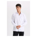 DEFACTO White Regular Fit Regular Cut Cotton Basic Plain Long Sleeve Shirt