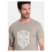 Ombre Men's motorcycle style printed t-shirt - ash