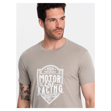 Ombre Men's motorcycle style printed t-shirt - ash