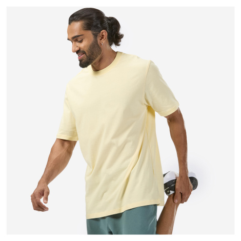 Pánske tričko na fitness 500 Essentials vanilkové DOMYOS