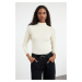 Trendyol Stone High Collar Fitted Knitted Blouse