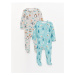 LC Waikiki Crew Neck Printed Baby Boy Jumpsuit 2-pack