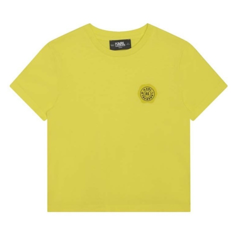 Detské bavlnené tričko Karl Lagerfeld žltá farba, s potlačou
