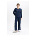 DEFACTO Fall In Love Regular Fit Long Sleeve Pajama Set