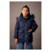 DEFACTO Girl's Water Repellent Hooded Removable Faux Für Lined Jacket Coat