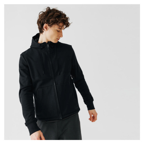 Pánska bežecká bunda s kapucňou Warm+ čierna KALENJI