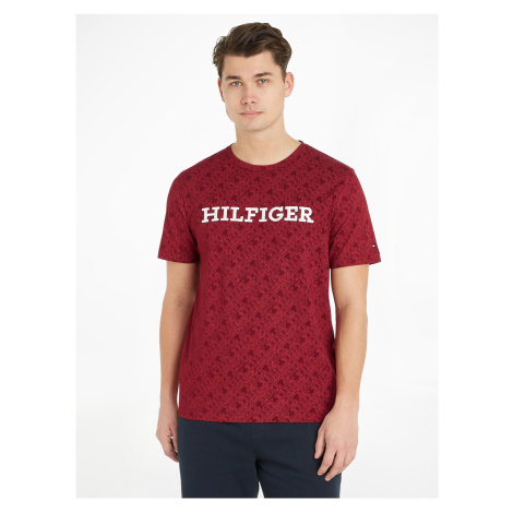 Tommy Hilfiger Men's Red Patterned T-Shirt - Men's