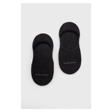Ponožky Calvin Klein 2-pak dámske, šedá farba, 701218771