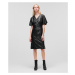 Šaty Karl Lagerfeld Leather Dress Čierna