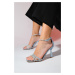 LuviShoes MONICA Blue Silvery Stone Women's Thin Heeled Evening Shoes