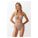 Trendyol Mink Balconette Tie-Up Silvery High Waist Hipster Bikini Set