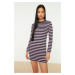 Trendyol Purple Petite Striped Mini Knitted Dress