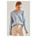 Bianco Lucci Women's Bubble Pattern V-Neck Sweater