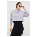 Bavlnená mikina Calvin Klein Jeans dámska, fialová farba, s kapucňou, s potlačou
