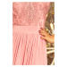 Dlhé dámske šaty v pastelovo ružovej farbe bez rukávov as vyšívaným výstrihom model 7482741