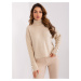 Light beige knitted turtleneck sweater