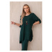 Women's set blouse with pendant + trousers - dark green