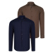 DUAL SET G726 DEWBERRY MENS SHIRT-NAVY BLUE-BROWN