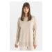 DEFACTO Regular Fit Crew Neck Slit Basic Plain Knitwear Sweater Tunic