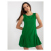 Basic green flared mini dress with ruffle