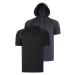 DUAL SET T8570 DEWBERRY HOODED MEN'S T-SHIRT-ANTHRACITE-BLACK