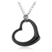 Oceľový náhrdelník, čierna keramická kontúra srdca, retiazka striebornej farby