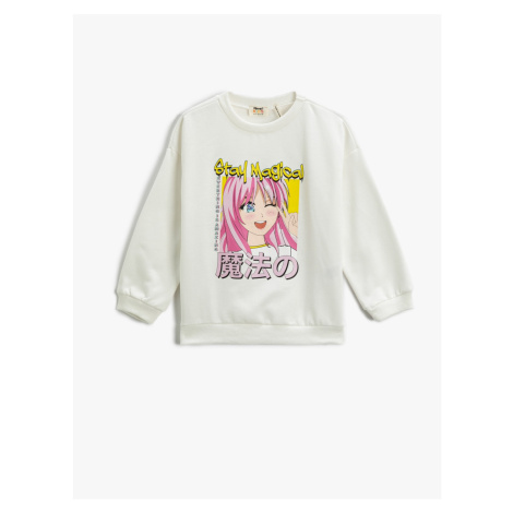 Koton Anime Printed Sweatshirt Crew Neck