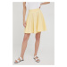Ľanová sukňa Polo Ralph Lauren žltá farba, mini, áčkový strih