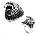 Masívny prsteň z ocele 316L, hlava orla s patinou, lesklé ramená - Veľkosť: 71 mm