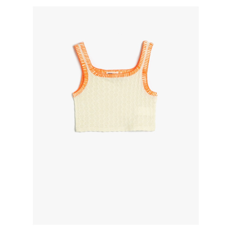 Koton Háčkovaný Crop Top bez Rukávov s U-Výstrihom