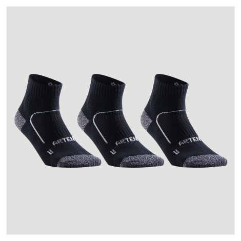 Športové ponožky RS500 stredne vysoké čierno-biele 3 páry ARTENGO