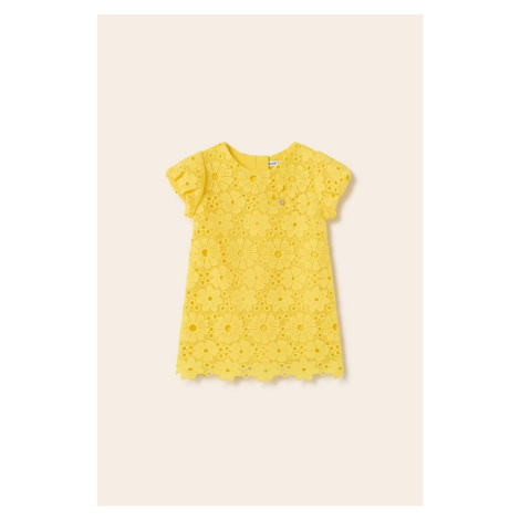 Dievčenské šaty Mayoral žltá farba, mini, rovný strih