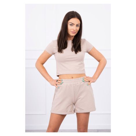 Cotton set with shorts in beige color