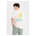 DEFACTO Oversize Fit Crew Neck Back Printed Short Sleeve T-Shirt