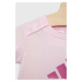Detská bavlnená súprava adidas I BL CO T ružová farba