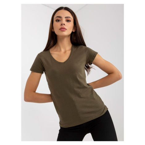 Ordinary khaki cotton T-shirt of larger size