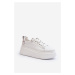 Women's leather sneakers with CheBello White bracelet