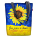 Bertoni Plátenná taška Sunny Give Peace Blue/Yellow 29 cm x 40 cm x 36 cm x 8 cm