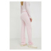 Nohavice s prímesou vlny American Vintage dámske, ružová farba, rovné, vysoký pás