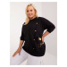 Black casual plus size blouse with lettering