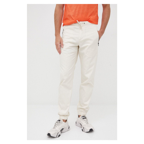 Bavlnené nohavice Sisley pánske, béžová farba, jogger