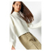 Trendyol Ecru Crop Soft Textured High Neck Knitwear Sweater