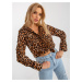 Light brown and black button-down leopard shirt