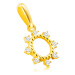 Diamantový prívesok zo žltého 585 zlata - krúžok zdobený drobnými guličkami, číre brilianty