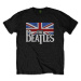 The Beatles tričko Drop T Logo & Vintage Flag Čierna