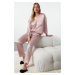 Trendyol Powder Tie Detailed Satin Woven Pajama Set