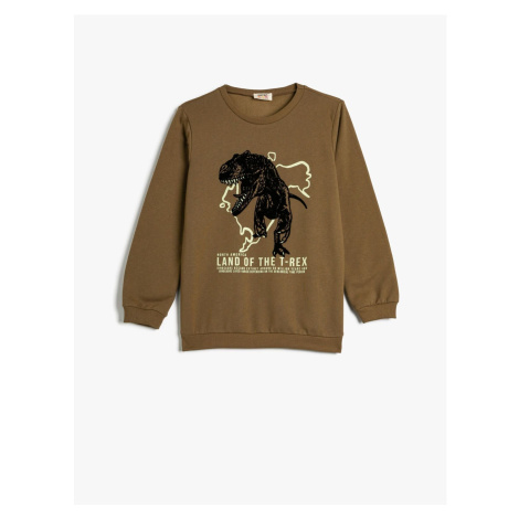 Koton Dinosaur Sweatshirt Long Sleeve Crew Neck Ribbed