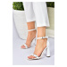 Fox Shoes Women's White Thick Heeled Evening Shoes